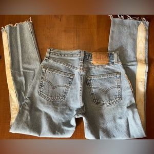 Custom ONE OF A KIND Levi Cropped Jeans with Leather Accents